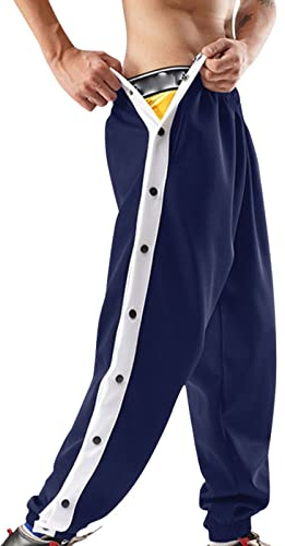 NaLatia Pantaloni da Jogging da Uomo, Riabilitazione, con Bottoni Laterali a Pressione, per Jogging, Fitness, Allenamento, con Tasche