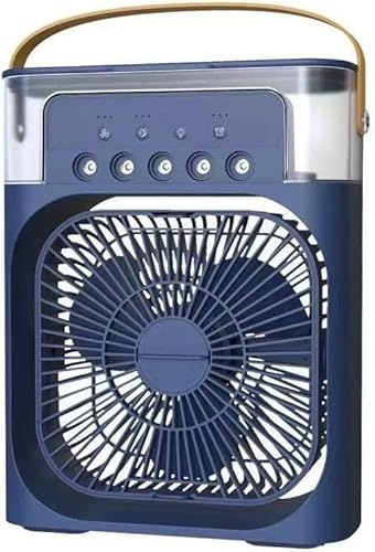 Ventilador USB Mini Aire Acondicionado de Mesa con Pulverizador de Agua, Difusor de Aroma, Humidificador Temporizador, Apagado Automático, Giratorio, LED 7 colores, Silencioso, Portátil, Casa,