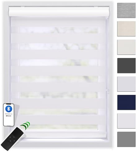 EFIXS Doppelrollo mit Kassette 90 x 130 cm (BxH) in Weiss/Duo Rollo mit Premium-Unterschiene/Doppelrollo zum Bohren in den Breiten 40-220 cm