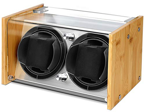 Watch Winder Smith® Caja para Relojes,artesanía Patente 100% de Madera de bambú Cajas giratorias para Relojes Cualquier tamaño，AC o Motor japonés súper Tranquilo con batería