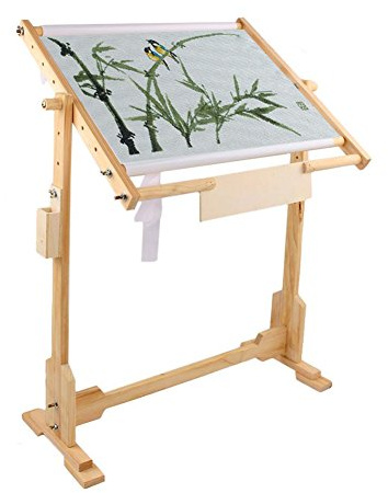GOTOTOP Grande Telaio da Pavimento con Clip,Punto Croce Telaio Supporto da Pavimento in Legno per Ricamo arazzo Hoops,50cm/80cm/100cm (80cm)