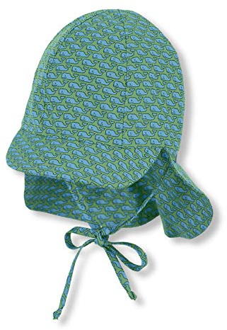 Sterntaler Baby-Jungen Schirmmütze Nackenschutz, Bindebändern und Muster mit Wal-Motiven Mütze, Grün (Wald 270), (Herstellergröße: 45)