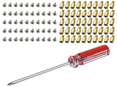 OTOTEC 50x Kit de Vis pour Carte Mère M3x6x4mm Entretoises en Laiton M3x5mm avec Tournevis pour Carte Mère de Boîtier d'ordinateur Disque Dur