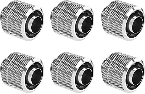 Dracaena - Confezione da 6 raccordi a compressione da filettatura G1/4 a 3/8 ID, 1/2 OD per tubi morbidi, connettori per tubi morbidi per computer sistema di raffreddamento ad acqua, argento
