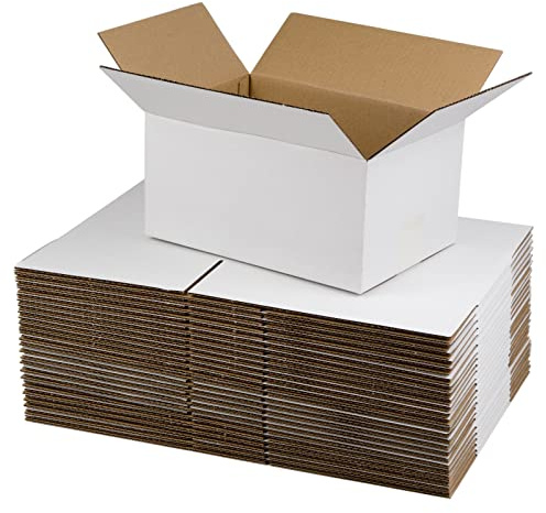 SUNLPH White Shipping Boxes 10x7x5 Inches Small Corrugated Cardboard Boxes, 25 Pack