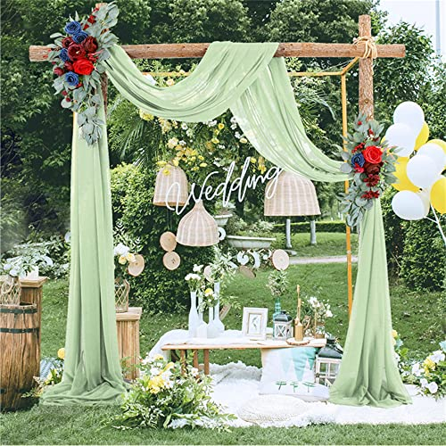 Querbehang 70 * 550cm, Hochzeitsbogen Vorhang Deko, Hochzeit Vorhang Chiffon Stoff, Vorhänge Hochzeit Bogen, Vorhang Organza Stoff Tüll Dekorationen Party Hintergrund Traubogen Dekostoff (Grau Grün)