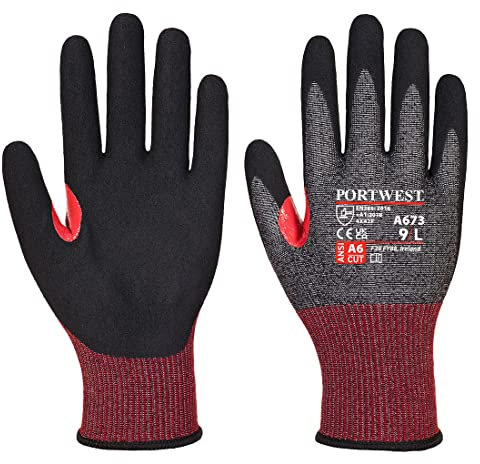 Portwest - Cut resistant gloves with Nitrile foam - Size: XS, Black, XS