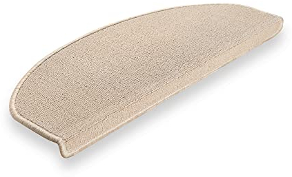 Brielle Rutschfeste Stufenmatten 65x24x3,5 cm - Selbstklebende Teppich Treppenstufen - Pflegeleichte Halbrunde Treppen-Teppich - Beige – Halbrund- 20 dp Trittschalldämmung - 15 Stück