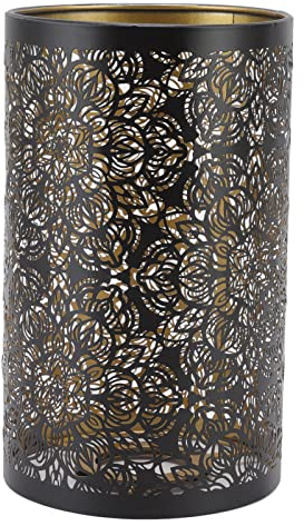 Lwuey Hohler Lampenschirm Metall, Retro Blumenmuster Tischlampenschirm Kreativem Hohl Geschnitztem Abnehmbare Zylindrisches Lampenschirm E27 E26 Abnehmbarer Dekorativer Nachttisch Tischlampenschirm