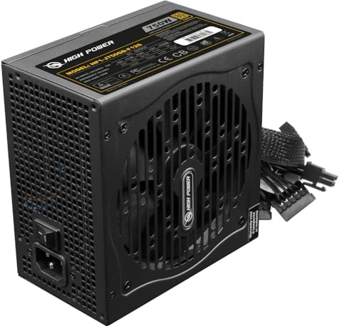HIGH POWER 750W 80 Plus Gold Certified PC Power Supply ATX 3.0 Compatible & PCIe 5.0 Compliant, Active PFC with Whisper 120mm Fan for Quiet Operation, and Reliable Performance