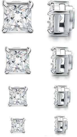 JewelryWe Magnetörhängen set för män kvinnor, rostfritt stål zirkonium magnetiska örhängen falska plugg tunnel öronklämma icke-piercingklämmor utan öronhål, Rostfritt stål, magnet