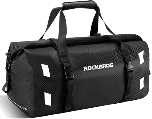 ROCKBROS Motorcycle Tail Bag Motorcycle Saddle Bag 100% Waterproof Travel Luggage Bags with Shoulder Strap Rear Seat Bag for Motorcycling Cycling Outdoor Sports 20L-60L