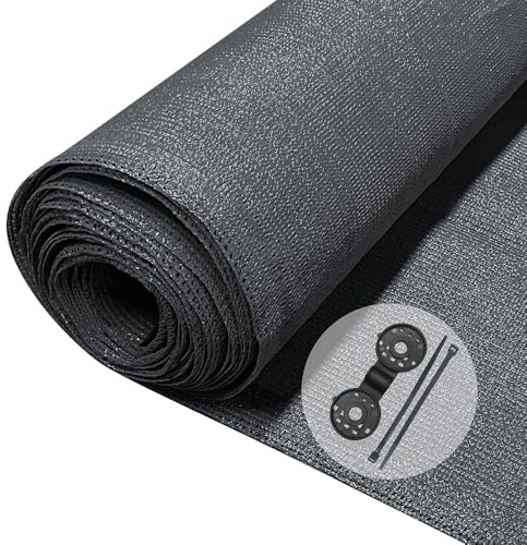 VOUNOT® Malla Sombreo y Ocultación 1.5×20m, Valla Privacidad HDPE Protección UV, Red de Sombra con Clips y Bridas, para Jardín, Huerto, Balcón, Antracita