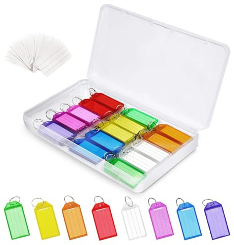 pangdapengpeng 30 Stück Schlüsselanhänger Beschriftbar, Schlüsselschilder mit Etiketten, 8 Farben Schlüsselanhänger zum Beschriften für Markieren von Schlüsseln, Haustieren, Gepäck (Gemischte Farben)