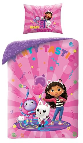 Halantex Set di biancheria da letto · 135 x 200 cm + cuscino 80 x 80 cm · Rosa · Poliestere · Lit 1 Persole · Con Gabby, DJ Catnip, Kuchi & Panda