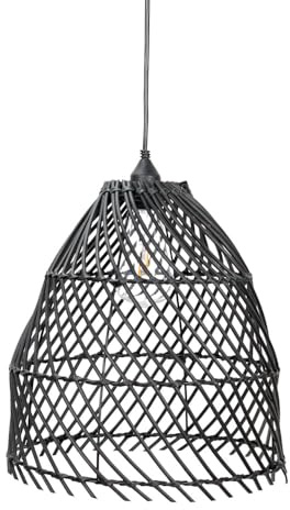 ValueLights | Black Rattan Battery Operated Outdoor Hanging Pendant Garden Pergola Light