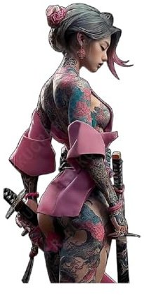 NXYRLGS 5.1 Japanese Tattoo Girl Hold A Samurai Sword Car Accessories Stickers Vinyl Windows Laptop Fuel Tank Cap Decals