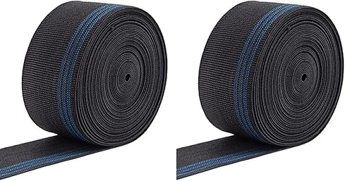 IPEA Sangle élastique pour Canapé, Chaises, Tapisserie, Fauteuil - 10 Mètres de Longueur - Corde de Serrage pour Assise et Dossier - élastique 70% - Largeur 70 mm - Noir (Lot de 2)