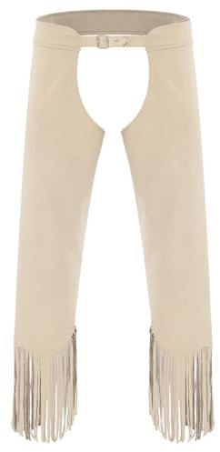 Alvivi Chaps De Cow-Boy Pantalon Ouvert Entrejambe Homme Cosplay Beige XL