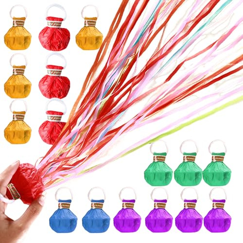 Lot de 14 serpentins d'anniversaire avec 20 rubans, canon à confettis pour fêtes, carnaval et fêtes, couleurs vives pour une atmosphère joyeuse, convient pour les fêtes d'anniversaire