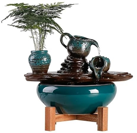 Fuentes de Cascada de Sobremesa Fuente de mesa con agua corriente que genera riqueza Decoración del hogar Fuente creativa moderna y sencilla Decoración de escritorio Fuente de Agua para Gatos