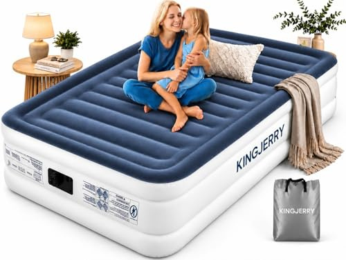 KINGJERRY Twin XL Air Mattress with Built-in Pump, Dual-Layer Leakproof