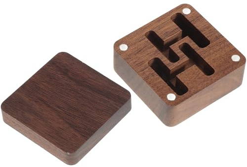 HOMSFOU Caja para Gemelos de Madera de Nogal, Estuche Cuadrado Vacío con Dos Ranuras, Organizador para Joyas Masculinas, Caja Multiusos para Anillos y Pinzas de Corbata, Almacenamiento