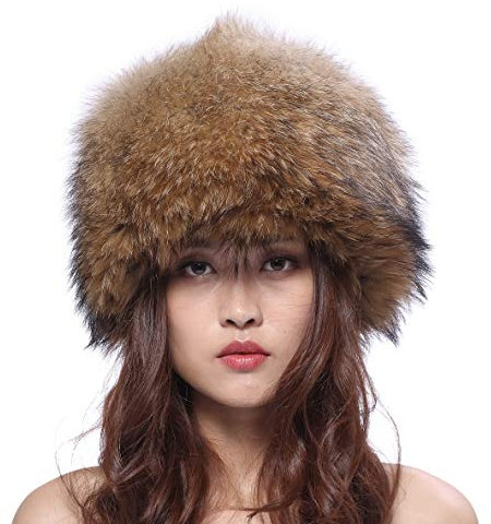 BeFur Unisexe Chapeau de Ski en Fourrure de Raton Laveur Mongol pour Les Activités Hivernales en Plein Air Naturelle