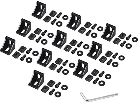 Justech Aluprofil Winkel Aluprofil 4040 10x Eckwinkel Befestigungsmaterial für Aluminium Extrusion Eckverbinder Wandhalter Montagematerial für Aluminiumrahmenstruktur Bauindustrie 39x39x35mm Schwarz