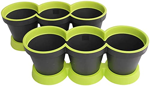 ARTECSIS 2er Set 3 in 1 Kräutertopf Blumentopf Kunststoff für Fensterbank/Küche 40 cm zweifarbig Mintgrün