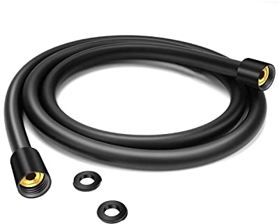 YEAUPE Flexible de douche 160 cm avec protection anti-torsion, tuyau cm, raccord standard 1/2, et résistant à la torsion, testé pour l'eau potable sous pression, Noir