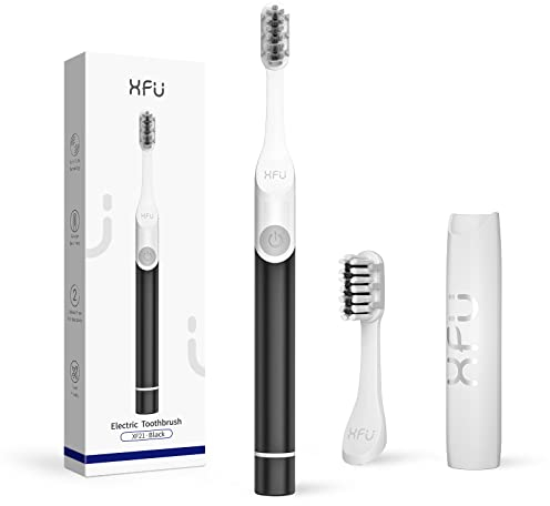 Seago Battery Electric Toothbrush with 2 Brush Heads, Travel Toothbrush Portable Toothbrush, 2 Mins Timer, for Adults and Kids, Battery not Included, SG-2102 (Black)