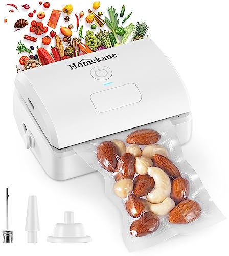 Mini Vakuumiergerät, HOMEKANE Vakuumierer, Handvakuumierer wiederaufladbar, Mini Folienschweißgerät mit Eingebauter Cutter, 5 in1 Automatischer Lebensmittelversiegeler für Snack-Plastiktüten