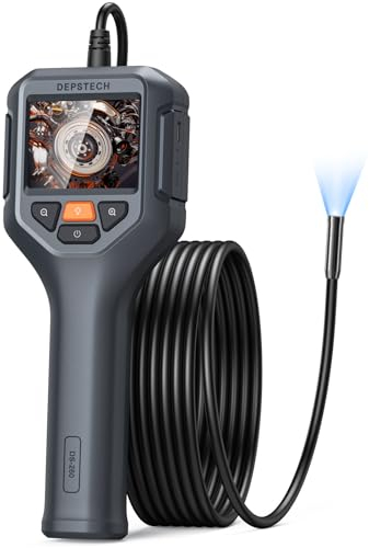 DEPSTECH Endoscope Inspection Camera, 1080P HD Borescope with 2X Zoom, 2.4'' IPS Screen Endoscope, IP67 Waterproof Snake Camera, 16.5ft Semi-Rigid Cable, 8 LED Lights, Gadgets for Men
