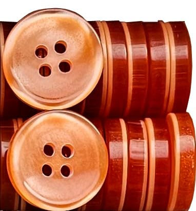 King of Trade 4-Loch Kunstharz Knopf Knöpfe - 20 mm 32L - 10 Stück zum Basteln, Nähen, Ersatz, Stricken, Nähzubehör (7# Orange)