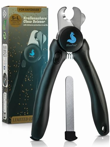 BluePet Coupe-Griffes pour Chien et Chat, Coupe-Ongles avec Securité | Coupe Ongle Efficace des Chiens et Chats, Pince Griffe Chien, Coupe Ongle Chat, Ciseaux Griffe + Lime à Ongles