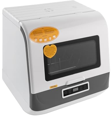 WOLEGM Mini lave-vaisselle de table, autonome, pour 4 à 6 couverts - Mini lave-vaisselle de table avec tuyau d'arrosage (blanc)