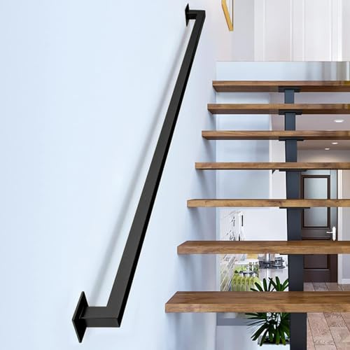 Gorssen 330cm Pasamanos de Hierro Forjado Negro para Interiores y Exteriores, protección Antideslizante de Seguridad, pasamanos para escaleras de discapacitados, Paredes de baño