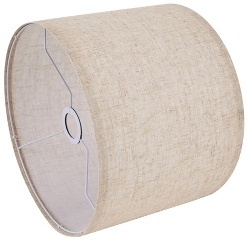Beige Lamp Shade, Large Drum Lampshade 13''Top X 13'' Bottom X 10'' High, Replacement Lamp Shade Natural Linen Hand Crafted for Table Lamps Floor Lamps Chandelier Lamp, Easy Assembly Required