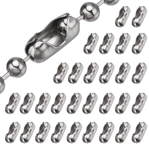 30Pcs 4.5mm Replacement Roller Blind Chain Connectors,Replacement Stainless Steel Vertical Roman Roller Connector Clips,Beaded Pull Chain Extension Matching Connectors Blind Cord Connector for Blinds