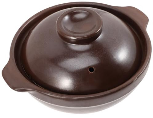 PRETYZOOM Pentola Di Terracotta Per Cucinare Casseruola in Ceramica Pentola Per Stufati Utensili Da Cucina Doppi Manici Laterali Facile Da Pulire Fondo Che Raccoglie Energia Cottura Sicura e