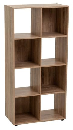 LOLAhome - Estantería Cubo de MDF Color Natural con 8 Huecos para salón u Oficina. Diseño Moderno Minimalista Ideal para organizar Libros y Decorar con Estilo. Medidas 60x29x120 cm.