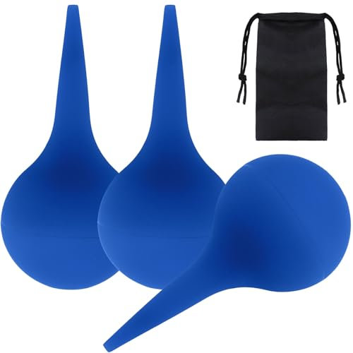 BORISCA 90ml Ohrendusche, 3 Stück Ohrenreiniger Erwachsene Ohrenspritze Kinder Ohrdusche Ohrspülung mit Aufbewahrungsbeutel Ohren Reinigung set zum Reinigen der Ohren (Blau)