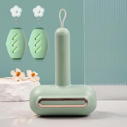 Ptyism 3 Pcs Reusable Lint Roller(Green with hook) Washable Lint Roller,Washable Sticky Hair丨Reusable Lint Remover for Plush Hair,Clothes Ball Remover,Dust, Clothes, Travel, Home