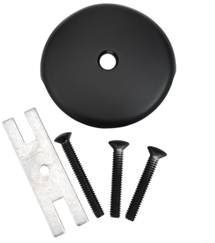 Drain de baignoire à trou unique en laiton – Panneau de trop-plein avec 3 vis – Kit d'installation pour baignoires standard (noir)