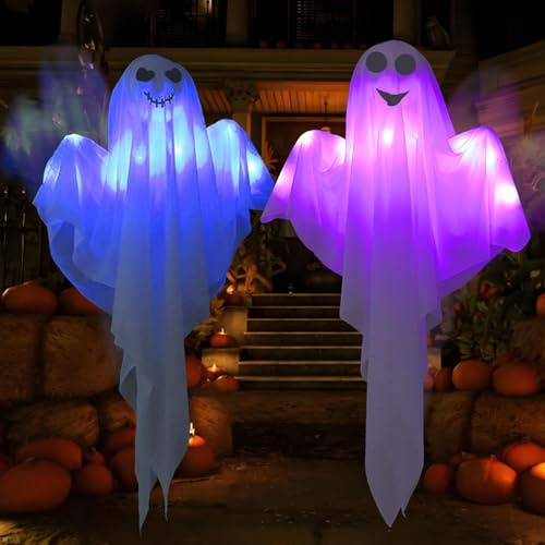 Decoración de Halloween, 2 Mangas de Viento de 60 cm, para Colgar en Interiores y Exteriores, Patios, Césped, Jardines y Fiestas