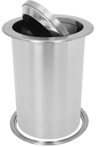 SEWACC Cubo de Basura Empotrado en Encimera de Acero Inoxidable 29L con Tapa Abatible Silenciosa y Diseño Integrado para Cocina Hogar Oficina Conducto de Residuos con Cierre Hermético y