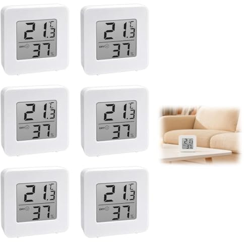 6Pieza Mini Termómetro Higrómetro Digital,Higrometro Digital Termometro con Logo de Confort Pantalla LED Mini Termómetro Interior del Higrómetro para Oficina Habitación Bebé Jardín Salón invernadero