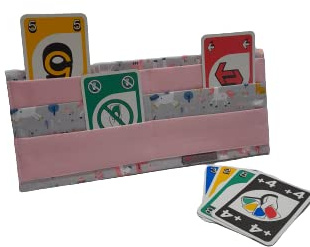 Kartenhalter für Spielkarten aus Stoff | Handgefertigter Spielkartenhalter für Kinder, Senioren & kleine Hände | Praktische Haltehilfe für Kartenspiele (Einhorn GRAU)