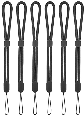 cobee Cordón de correa de muñeca de mano, 6 correas de muñeca de nailon ajustables Muñequeras de mano para teléfono móvil Camara Teclas Memoria USB Cartera Mp3, Mp4 (Negro)